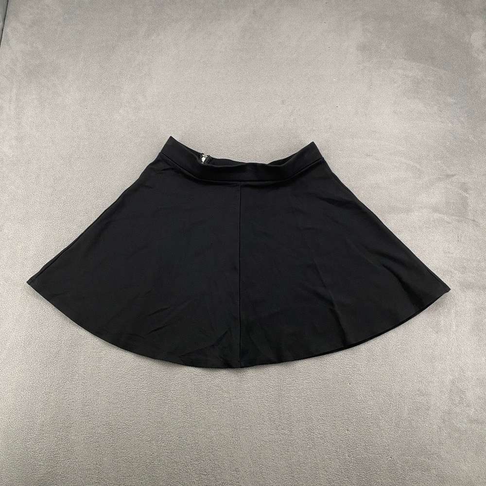 HM Divided Black Skater Skirt Size L Mini Flared Side Zip Ponte 0356289 8